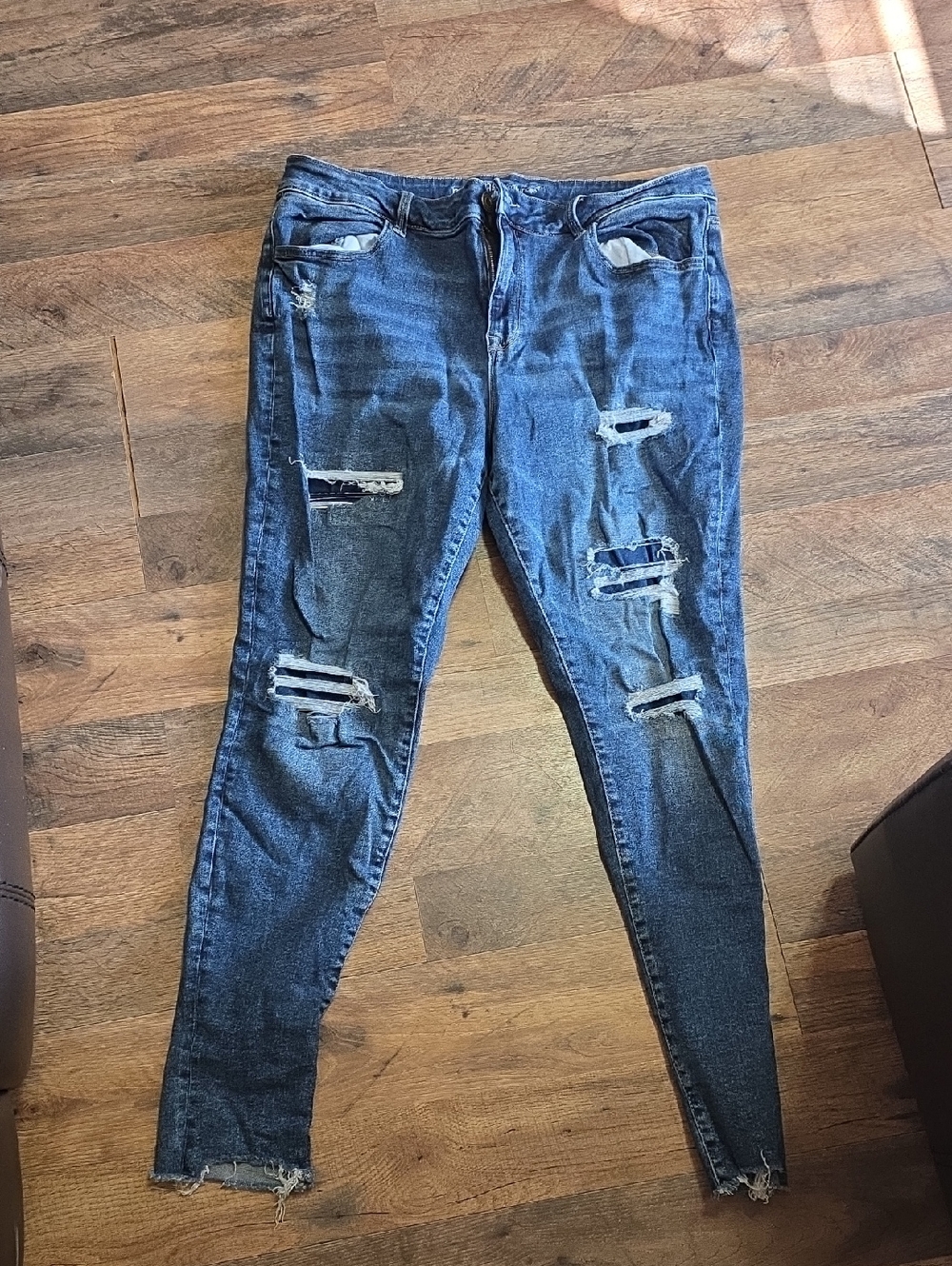 Maurices Distressed Skinny Jeans - Dark Wash Blue